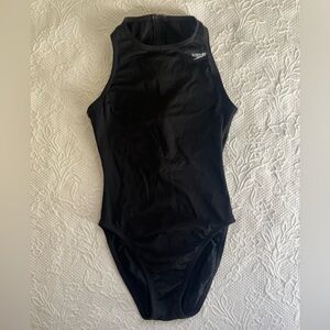 Speedo Black High-Neck One-Piece Swimsuit - Perfect for Water Polo